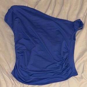 One-Shoulder Blue Top